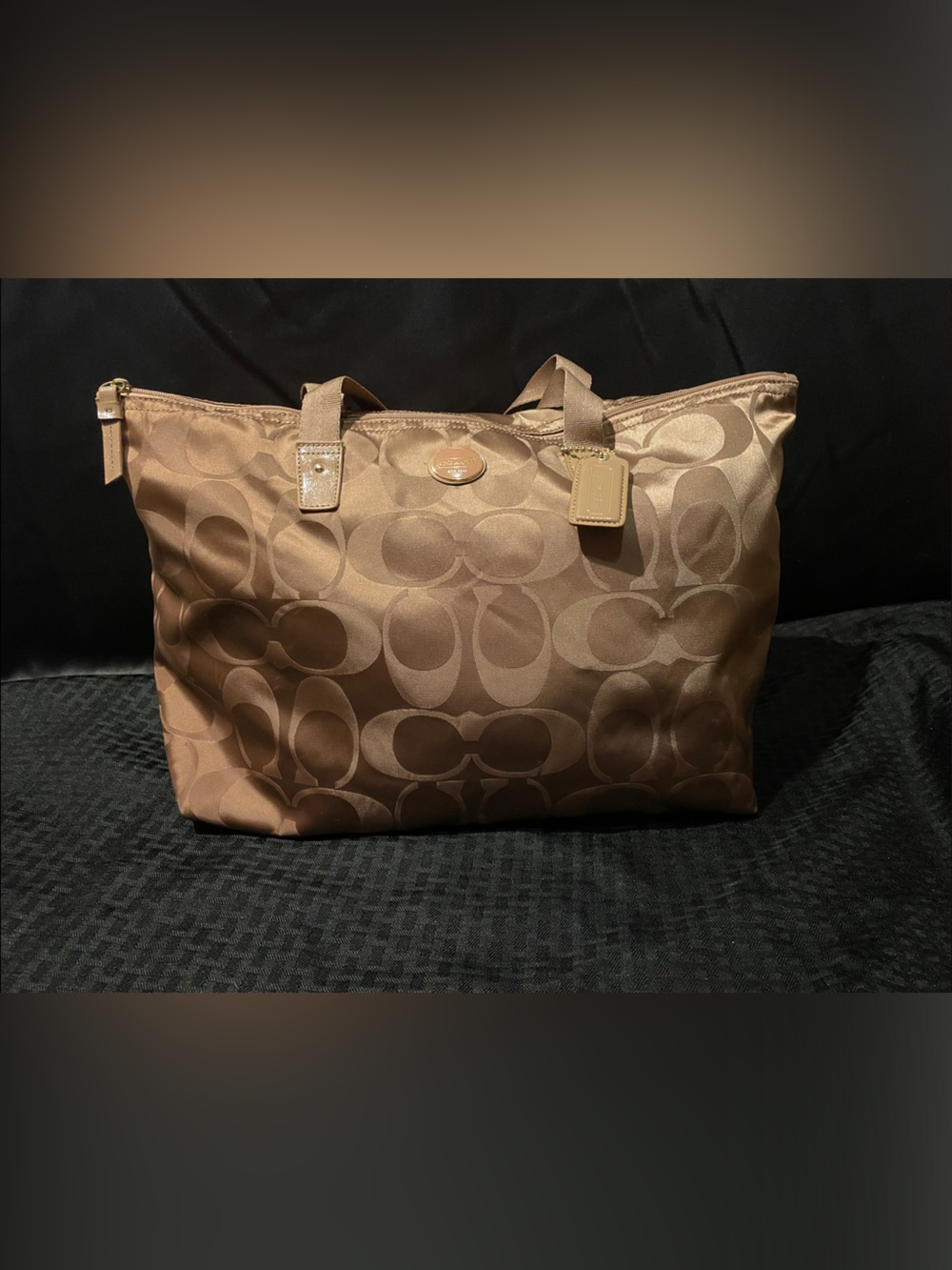Coach Brown Signature Jacquard Tote/ like new